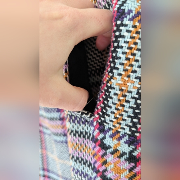 Halogen Colorful Plaid Tweed Pencil Skirt with Side Slit - Picture 4 of 11